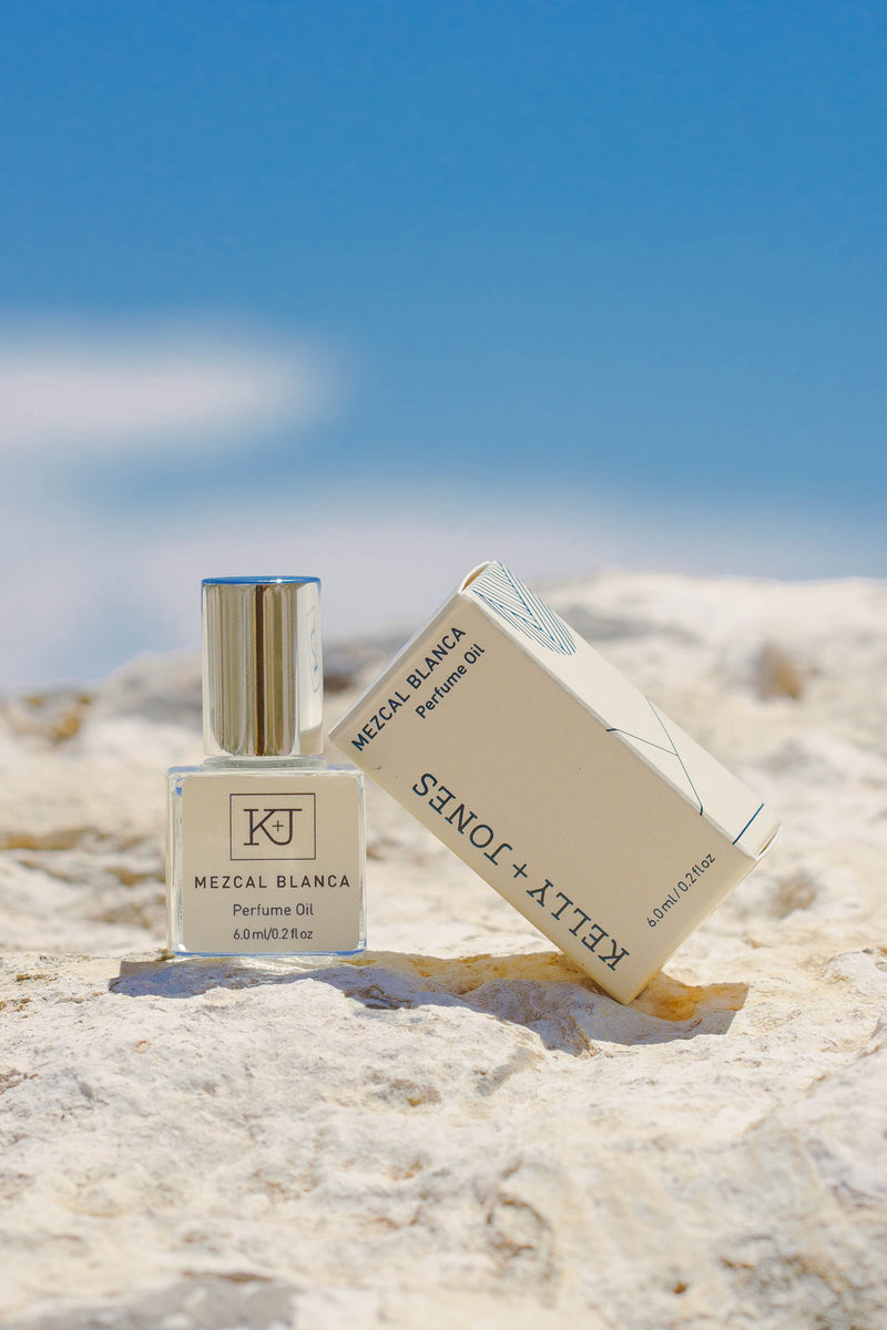 Mezcal Blanca Perfume Oil and Box at the beach